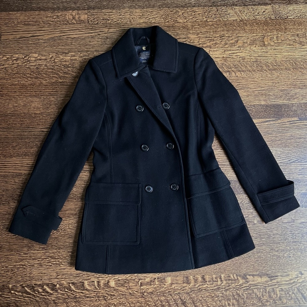 Classic Wool Peacoat, Heavy Winter Coat, Merino Wool Pendleton Jacket, Petite